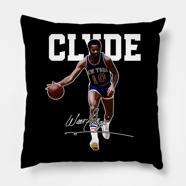 Walt Frazier The Clyde Basketball Legend Signature Vintage Retro 80s 90s Bootleg Rap Style Pillow by CarDE