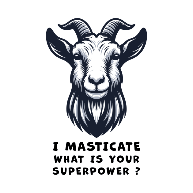 Funny Goat T-Shirt, I Masticate What is Your Superpower Graphic Tee, Unisex Cotton Shirt, Animal Humor, Gift for Friends by Cat In Orbit ®