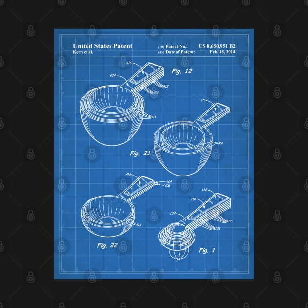 Measuring Spoons Patent - Baker Chef Kitchen Cafe Decor Art - Blueprint by patentpress