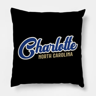 Charlotte North Carolina NC Classic Athletic Script Dark Blue Pillow