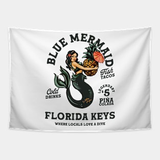 The Florida Keys Blue Mermaid Tiki Dive Bar Tapestry