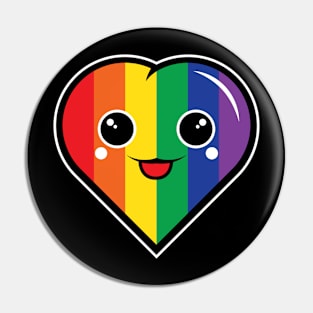 Cute Kawaii Rainbow Heart Pin