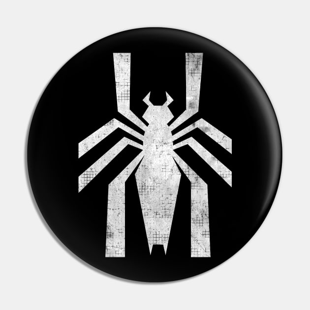 Distressed White Silhouette Spider Pin by vanzone