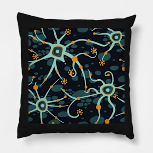 neural network - black and light green pattern Pillow