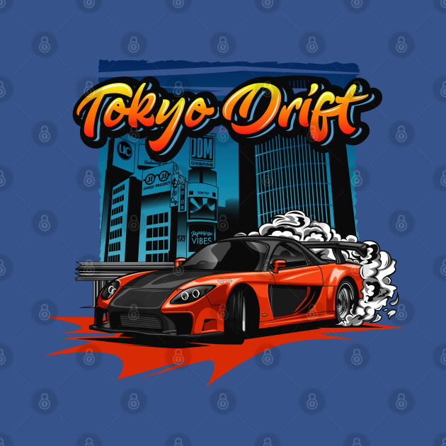 Discover Tokyo Drift RX7 Illustration (Orange) - Tokyo Drift - T-Shirt