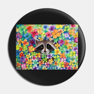 Flower Racoon Pin