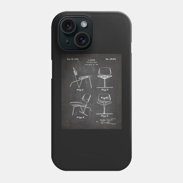 Eames Chair Patent - Designer Modern Design Art - Black Chalkboard Phone Case by patentpress