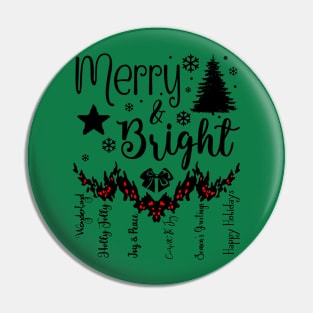 Merry & Bright Text Garland in Dark Font Pin