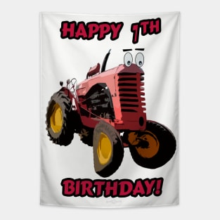 Happy 7th birthday tractor design Tapestry