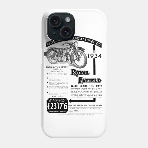 A vintage Royal Enfield Advert Phone Case by Random Railways