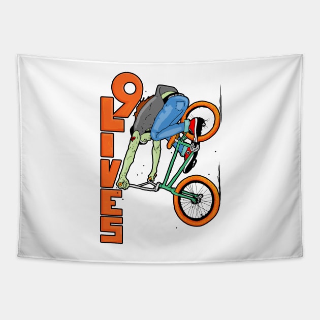 9 Lives BMX downhill Tapestry by Johanmalm