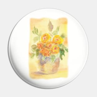 Yellow and Peach Flowers Pin