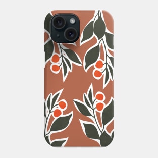 Red Cherry Leaf - Botanical, Boho II Phone Case