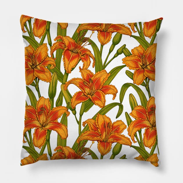 Tawny daylily flowers Pillow by katerinamk