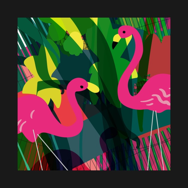 Gossiping flamingos by juliechicago