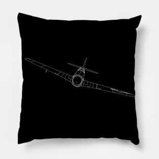 P-51 Mustang Aircraft Illustration Pillow