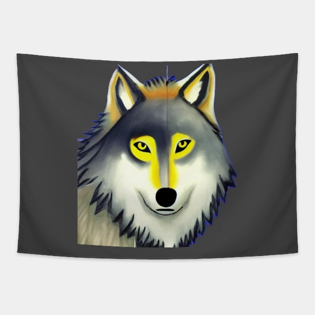 A retro wolf artwork Tapestry by Mkt design