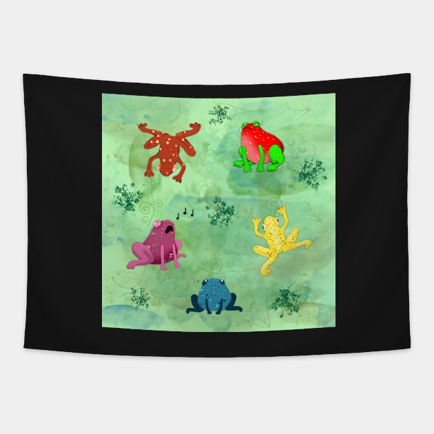 Berry Frogs Tapestry by Moopichino