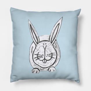 Rabbit,White Rabbit on blue Pillow