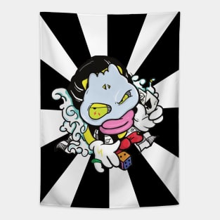 Dope mini masked man cartoon illustration Tapestry