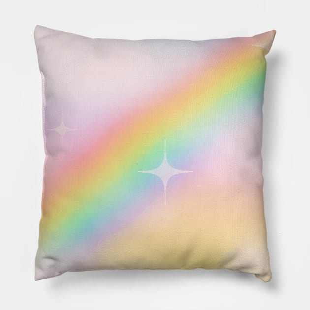 rainbow sunset Pillow by peachy moon