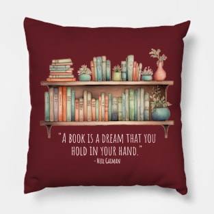 Bookshelf white text Pillow