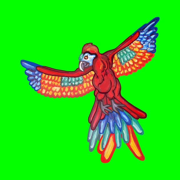 Red Majestic Flying Macaw by Art by Deborah Camp