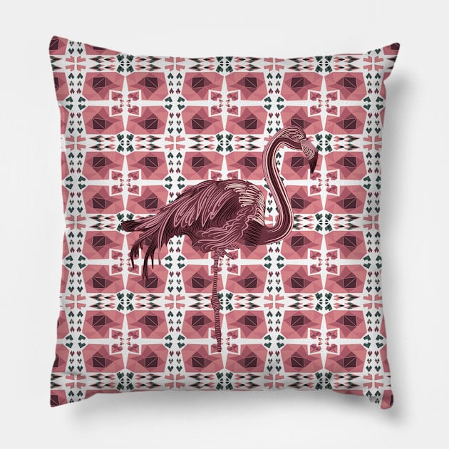 Pink Flamingo or Retro Hearts Pattern Pillow by Suneldesigns