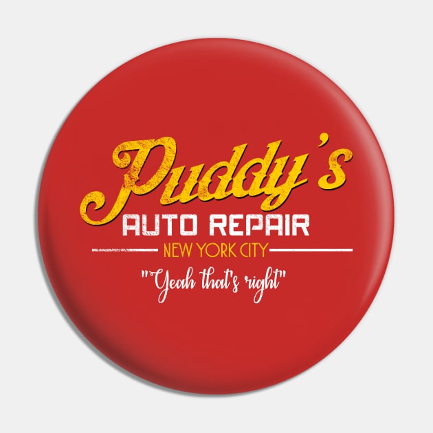 Puddy's Auto Repair, distressed Pin by hauntedjack