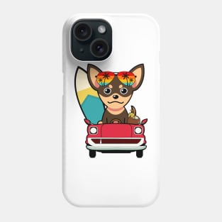 Cute small dog driving to the beach Phone Case