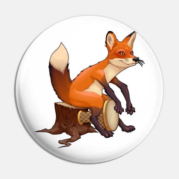 Fox Drummer Pin by B Sharp