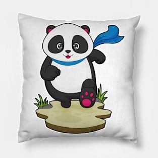 Panda as Runner with Scarf Pillow