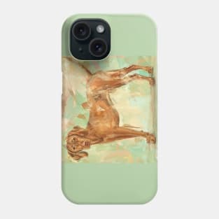 Grungy Painting of a Vizsla on Green Background Phone Case