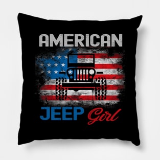 American Jeep Girl USA Flag Jeep Pillow