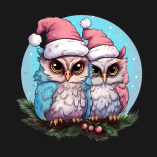 Owl Wearing Santa Hat T-Shirt