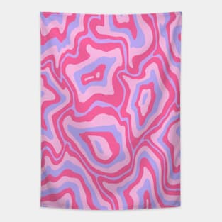 Abstract Retro Liquid Marble Swirl, Pink and Purple Tapestry