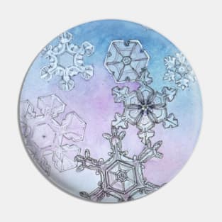 Snowflakes Watercolor Pin