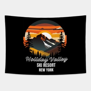 Holiday Valley New York, U.S.A. White text.  Gift Ideas For The Ski Enthusiast. Tapestry