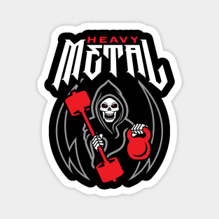 Heavy Metal (Gym Reaper Kettlebell & Barbell) Funny Fitness Pun Magnet