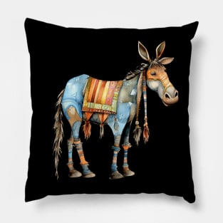 Whimsical Cute Multicolored Donkey Pillow