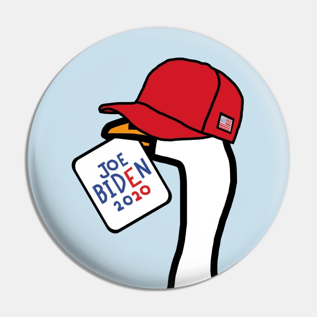 Goose Portrait in Red Hat and Joe Biden Sign Pin by ellenhenryart