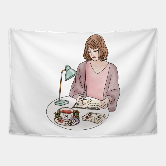 Writing girl Tapestry by piscoletters