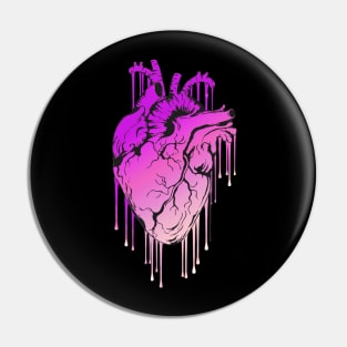 Pink Raimbow Human Heart Anatomy painting Pin