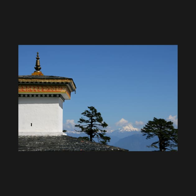 Chorten and Mountains, Bhutan by Carole-Anne