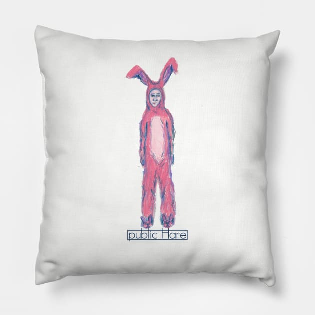 public Hare Pillow by jbrgraphicdesign