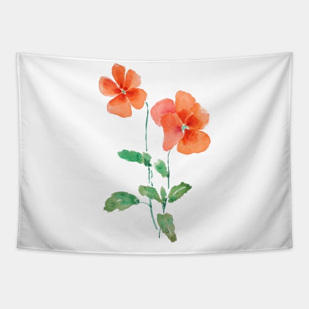 orange pansy watercolor Tapestry by colorandcolor