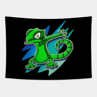 Dabbing Gecko Jack O Lantern Eyes Halloween Trick Or Treat Graphic Illustration Novelty Tapestry