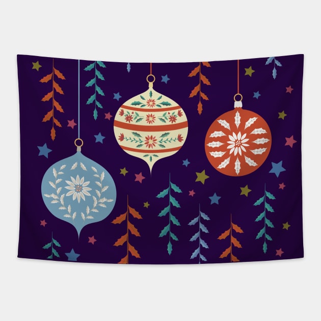 Folk Art Christmas Ornaments Tapestry by SWON Design