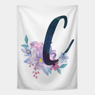Floral Monogram C Pretty Lilac Bouquet Tapestry