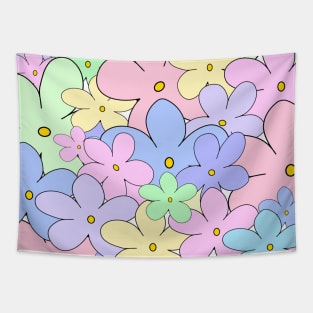 Multi Pastel Color Cartoon Flower Tapestry